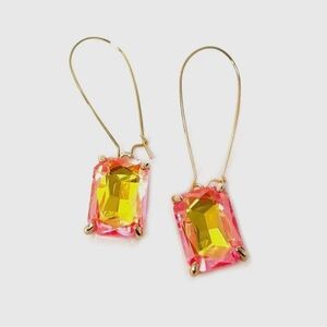 Vibrant Gold and Pink Gemstone Earrings
